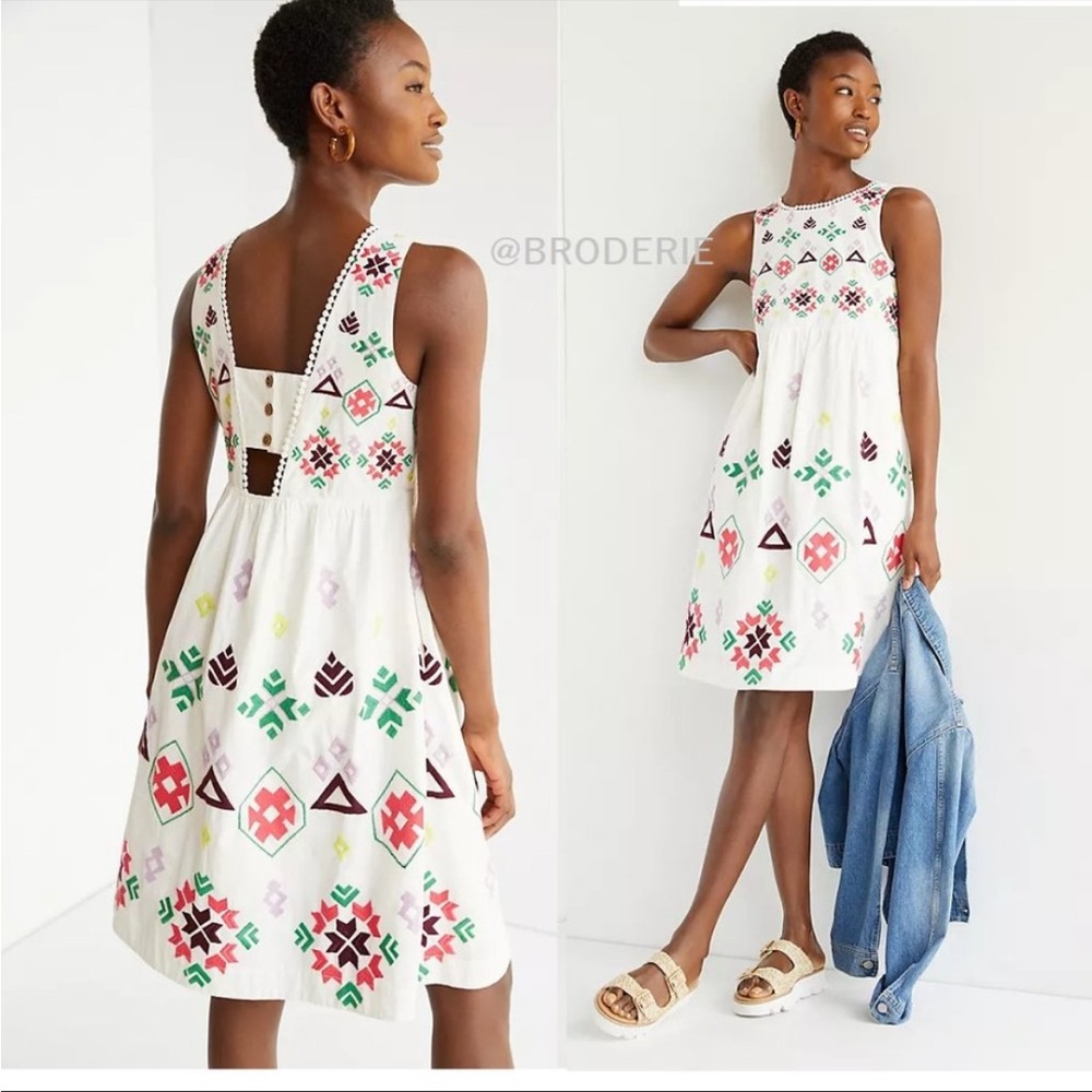 HP - 9/8/23 - Anthropologie Dolly Embroidered Sleeveless Dress - White - S - Picture 2 of 10